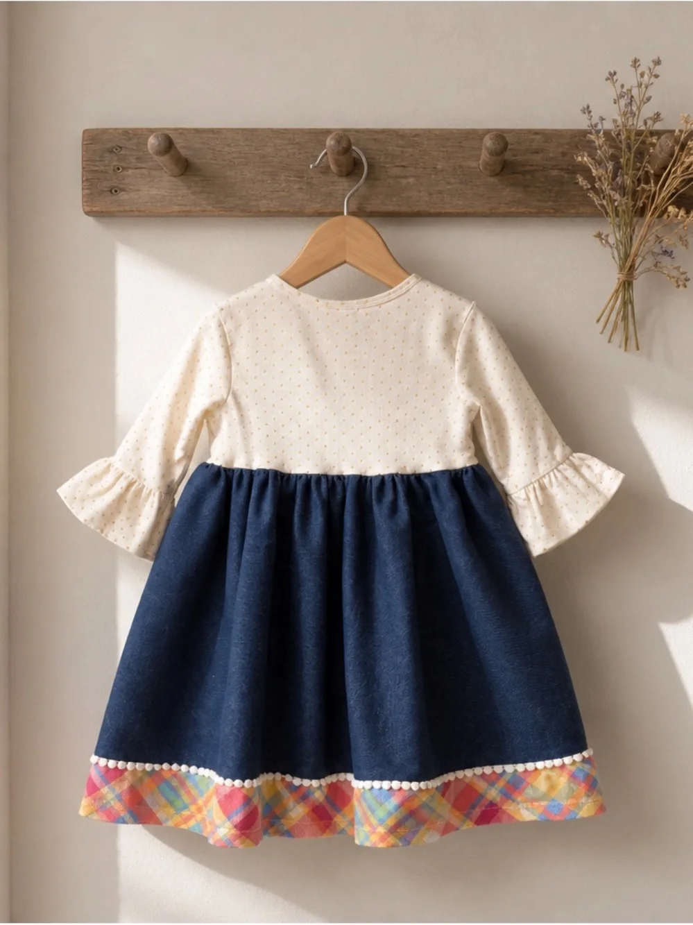 Bonnie Jean Cream, Navy & Coral Pumpkin Patch Dress